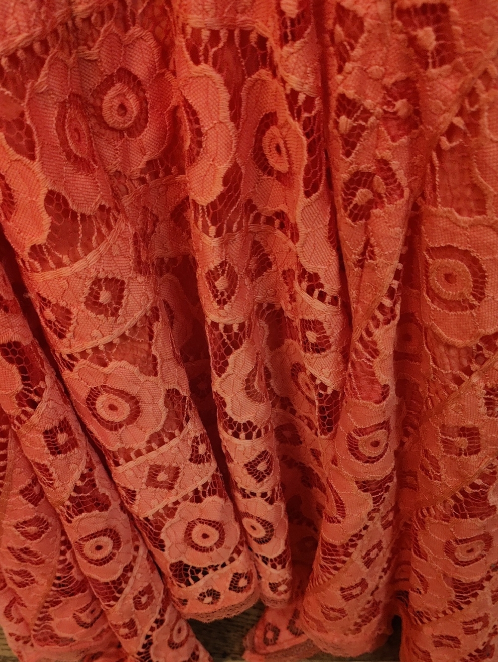 Free People Dress Sz 12 Orange Lace Handkerchief Hem - Picture 8 of 8